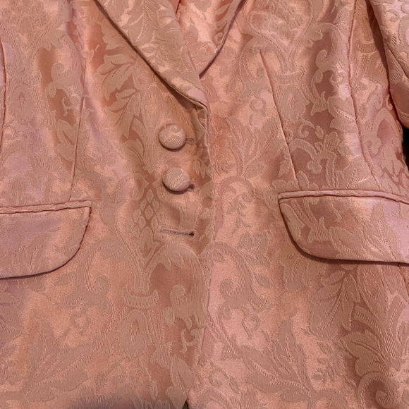 Vintage Pink Floral Damask Jacquard Blazer XS - Picture 6 of 13